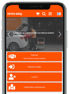 Renta Easy mobiilisovelluksen näkymä